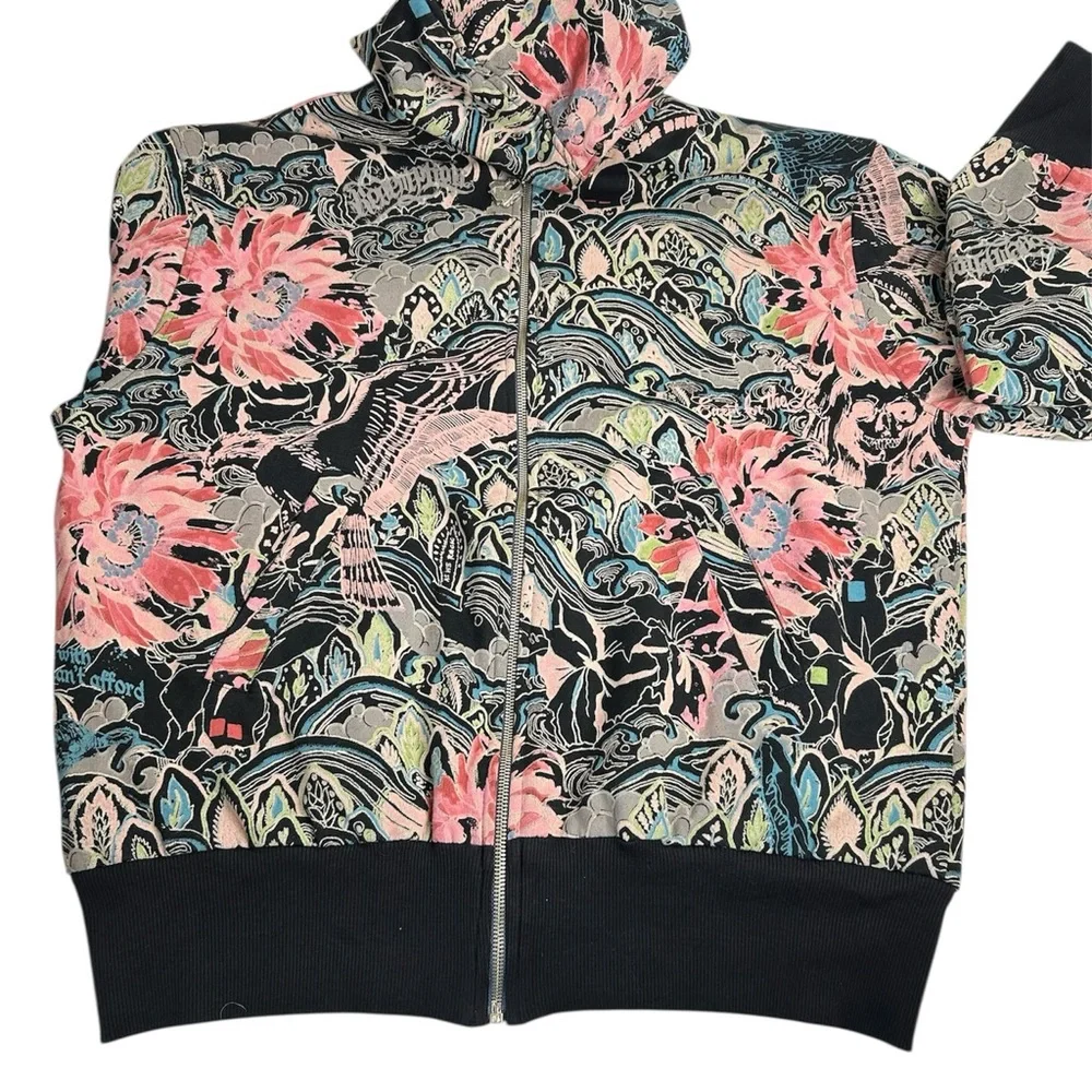 TRUE LOVE FALSE‎ IDOLS TLFI Men XL Erotic City Print Reversible Zip Hoodie Y2K